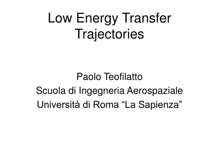 low energy transfer trajectories