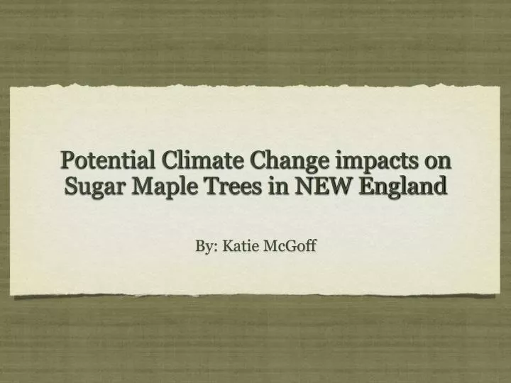 potential climate change impacts on sugar maple trees in new england