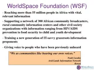 WorldSpace Foundation (WSF)