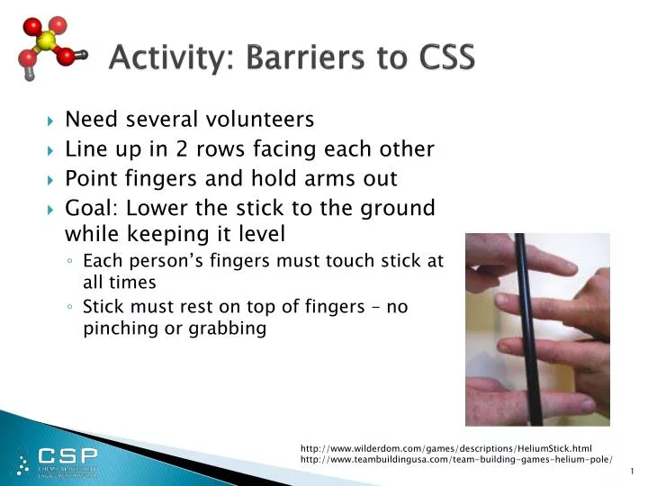 activity barriers to css