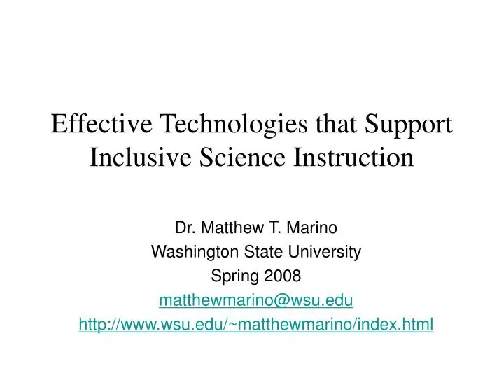 effective technologies that support inclusive science instruction