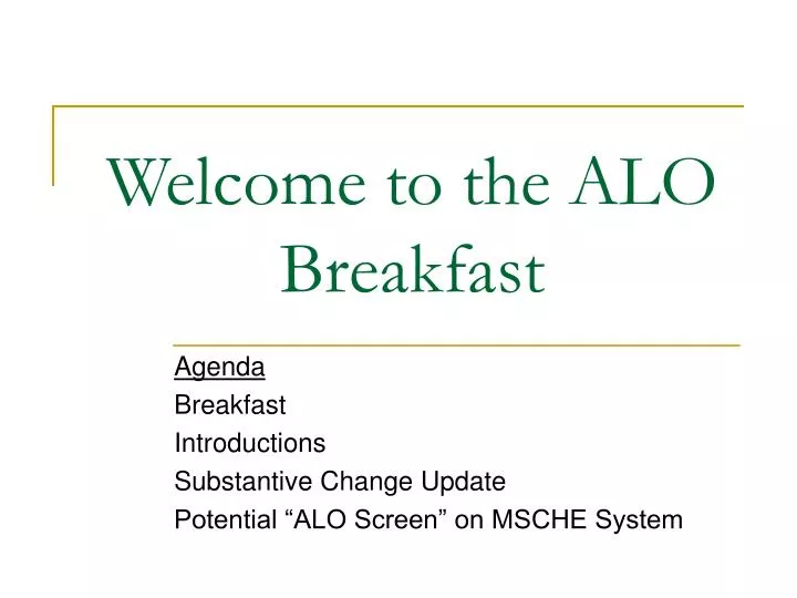 welcome to the alo breakfast