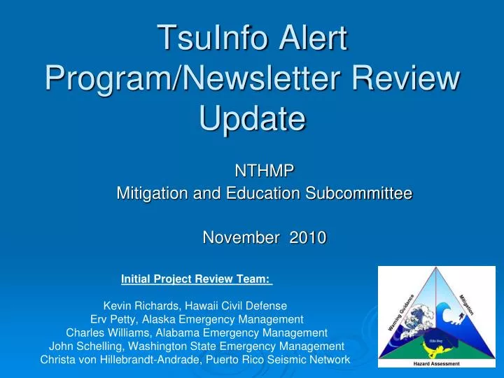 tsuinfo alert program newsletter review update
