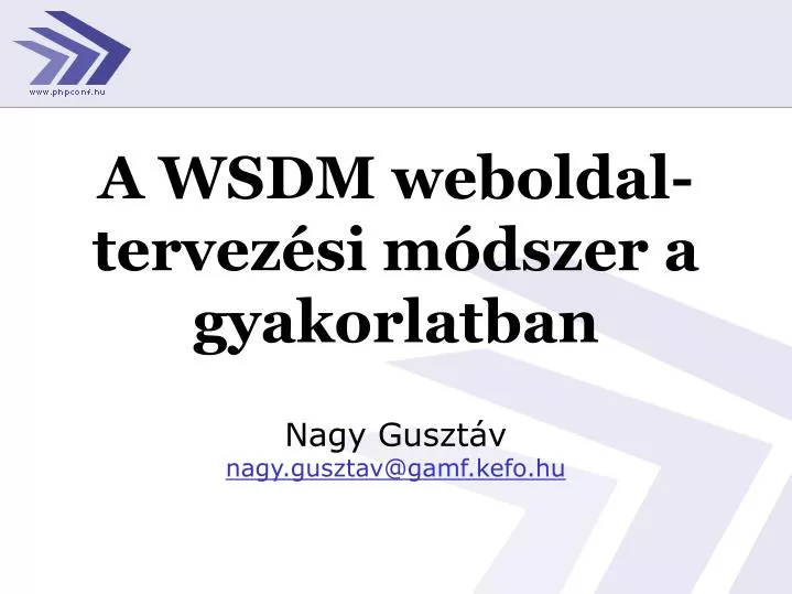 a wsdm weboldal tervez si m dszer a gyakorlatban