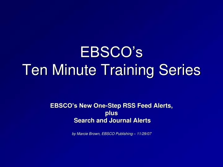 ebsco s ten minute training series