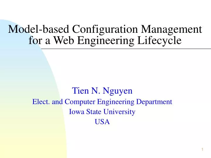 model based configuration management for a web engineering lifecycle