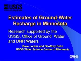 Estimates of Ground-Water Recharge in Minnesota
