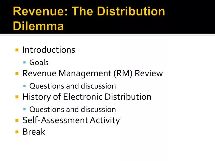 revenue the distribution dilemma