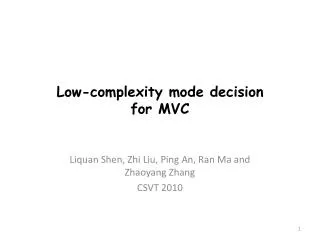 Low-complexity mode decision for MVC