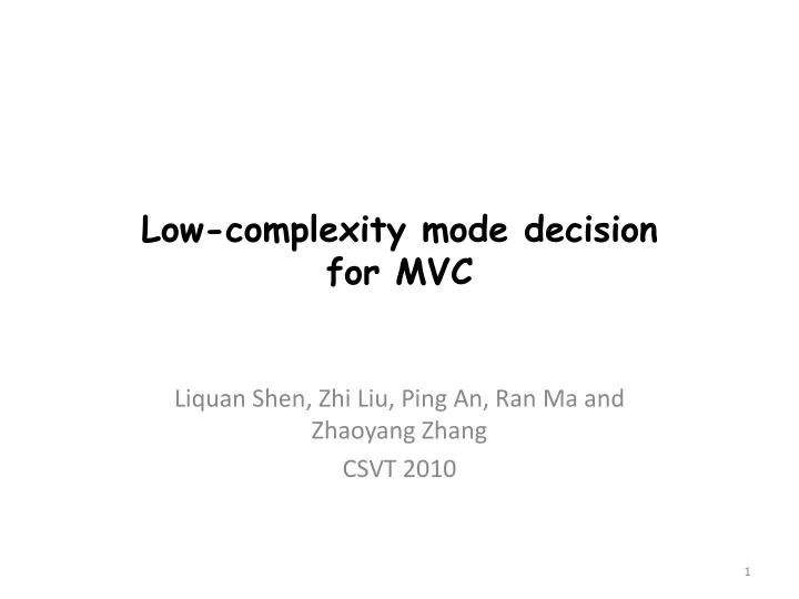 low complexity mode decision for mvc