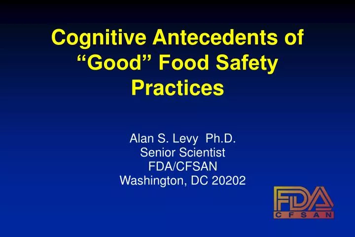 cognitive antecedents of good food safety practices