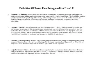 Definition Of Terms Used In Appendices D and E
