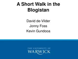 A Short Walk in the Blogistan