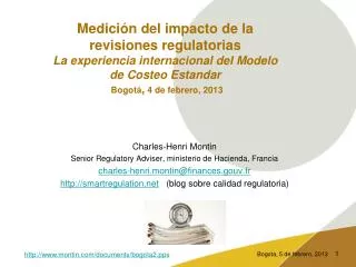 Charles-Henri Montin Senior Regulatory Adviser, ministerio de Hacienda, Francia