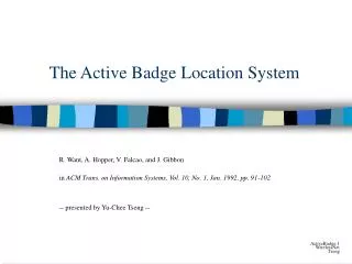 The Active Badge Location System