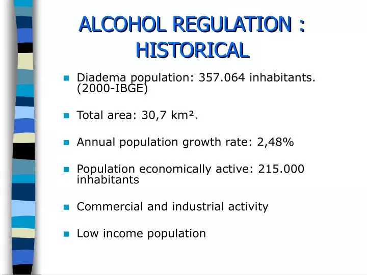 alcohol regulation historical