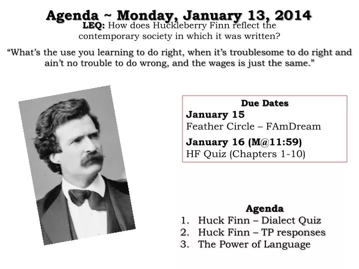 agenda monday january 13 2014
