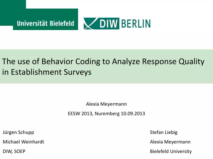 the use of behavior coding to analyze response quality in establishment surveys