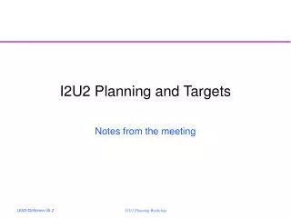 I2U2 Planning and Targets