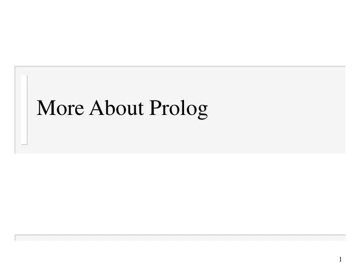 more about prolog