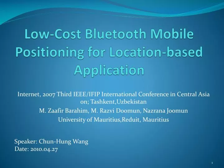 low cost bluetooth mobile positioning for location based application