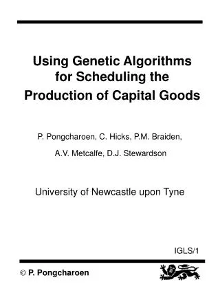 Using Genetic Algorithms for Scheduling the Production of Capital Goods