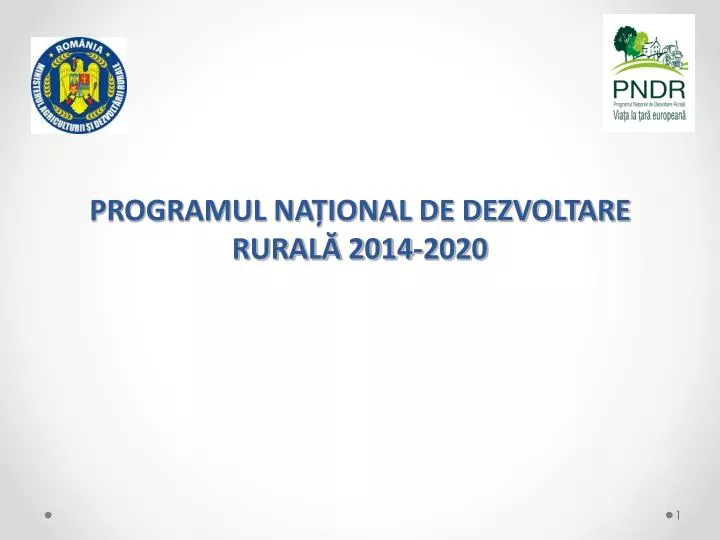 programul na ional de dezvoltare rural 2014 2020