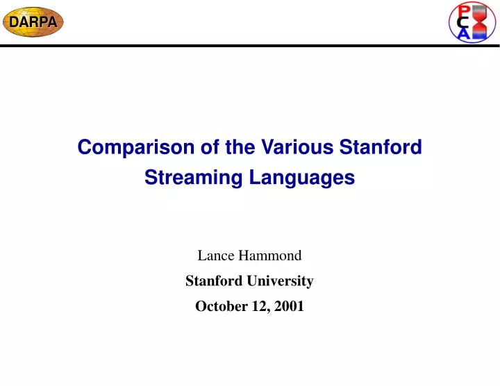 comparison of the various stanford streaming languages