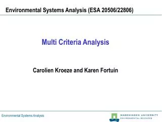 Environmental Systems Analysis (ESA 20506/22806)