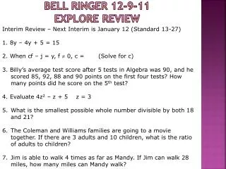 Bell Ringer 12-9-11 EXPLORE Review