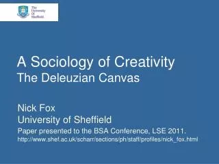 A Sociology of Creativity The Deleuzian Canvas