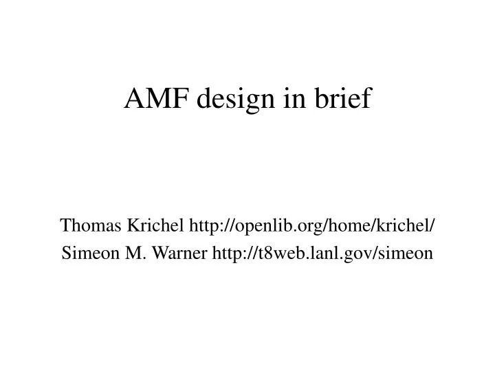 amf design in brief