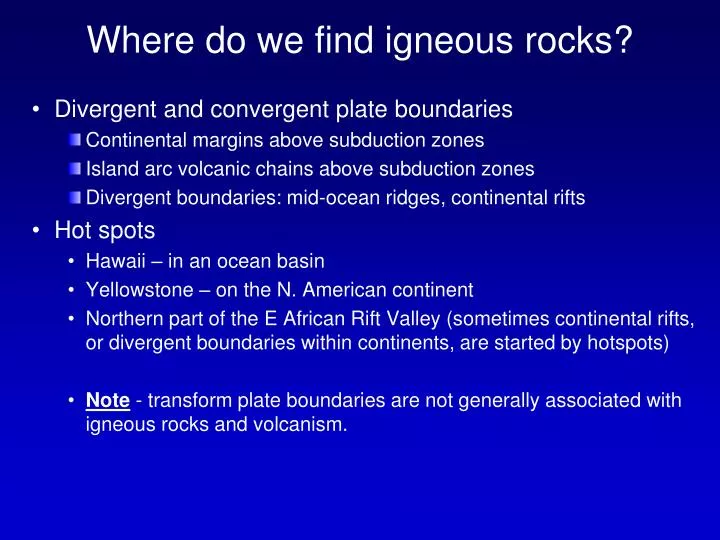 where do we find igneous rocks