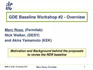 GDE Baseline Workshop #2 - Overview