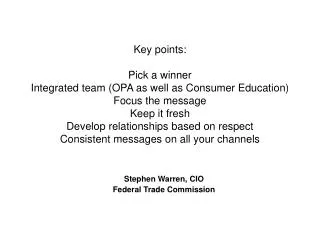 Stephen Warren, CIO Federal Trade Commission