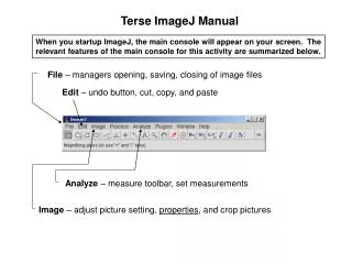 Terse ImageJ Manual