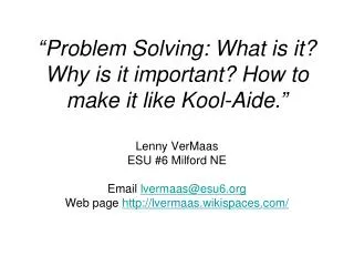 Another Reason For Problem Solving