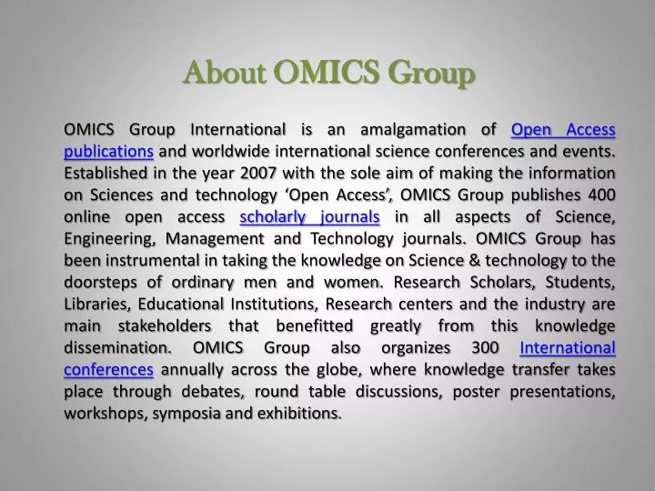 about omics group