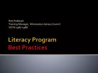 Literacy Program Best Practices
