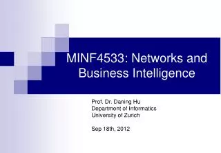 MINF4533: Networks and Business Intelligence