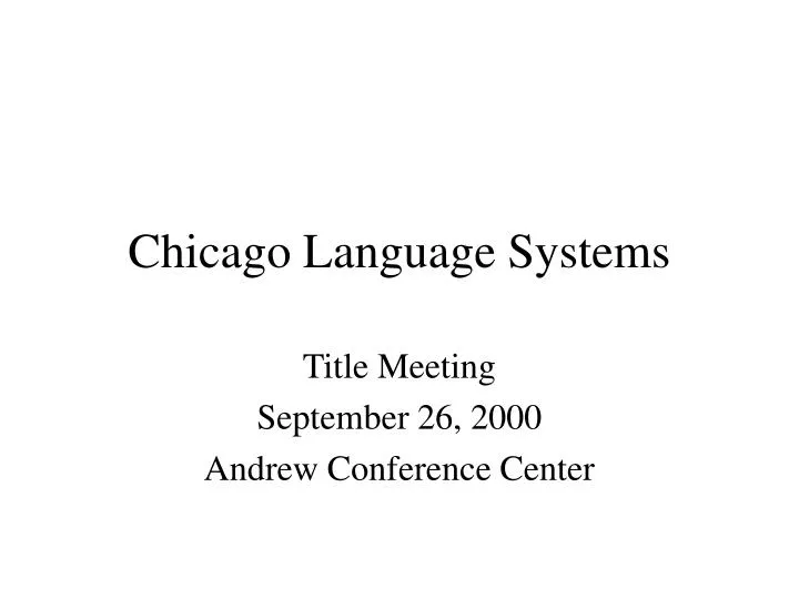 chicago language systems