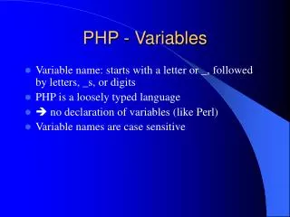 PHP - Variables