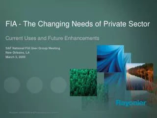 FIA - The Changing Needs of Private Sector