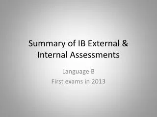 Summary of IB External &amp; Internal Assessments