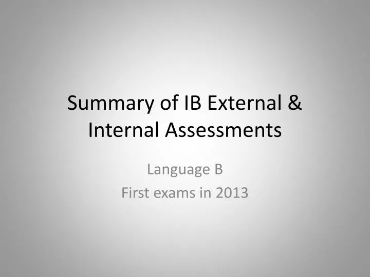 summary of ib external internal assessments