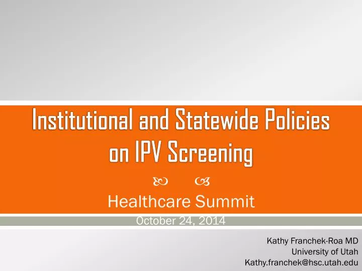 institutional and statewide policies on ipv screening