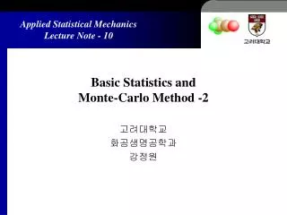 Basic Statistics and Monte-Carlo Method -2