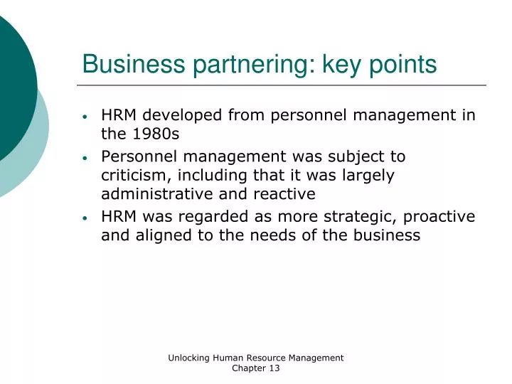 business partnering key points