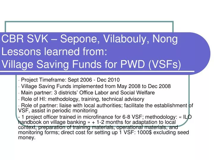 cbr svk sepone vilabouly nong lessons learned from village saving funds for pwd vsfs