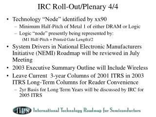 IRC Roll-Out/Plenary 4/4